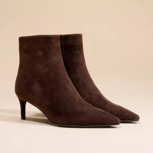 Bottines à Talon et bout pointu Noura Low Chocolate Suede