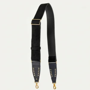 Bandoulière Daim Noire Cloud Or