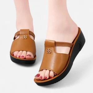 Sandales Orthopédiques à Talon Ouvert pour Femmes - Chaussures Plates Confortables et Élégantes