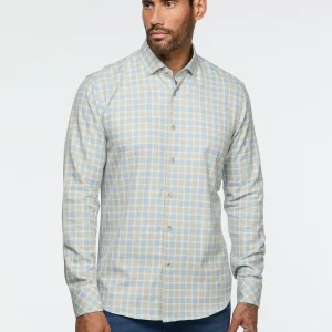 Chemise à carreaux bleus et gris