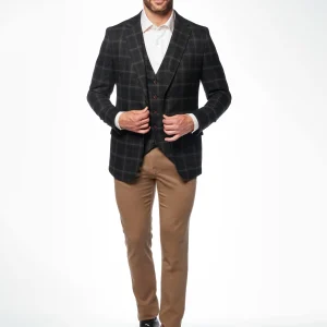 Veston noir à carreaux