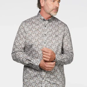 Chemise gris à fleurs