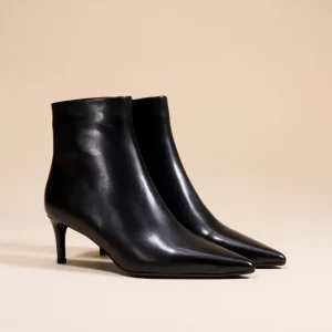 Bottines à talon et bout pointu Noura Low Black Calf