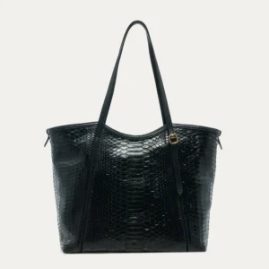 Cabas Claris Virot Python India Noir Zippé