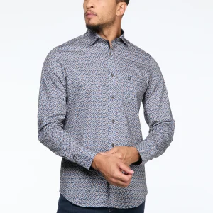 Chemise beige à motif diamants