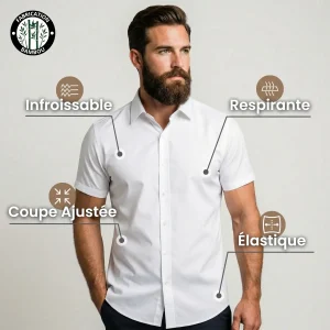 Chemise Ajustée à Manches Courtes