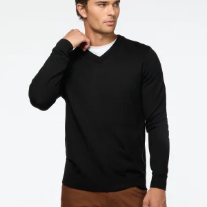 Chandail col V en laine mérinos