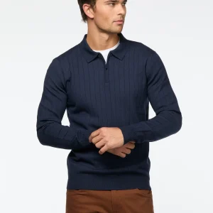 Chandail polo en tricot côtelé