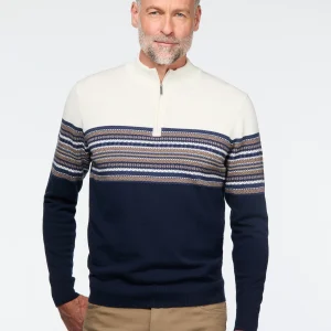 Chandail Fair Isle marine et blanc