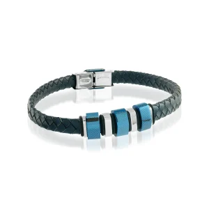 Bracelet en cuir et détails bleus 'Shani'