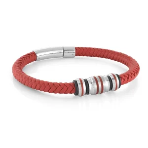Bracelet en cuir rouge 'G T'