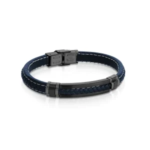 Bracelet 8mm en cuir marine