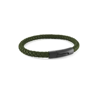 Bracelet en cuir tressé vert