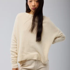 Pull Blanc Col Rond Manches Longues en Raccoon/ Polyamide