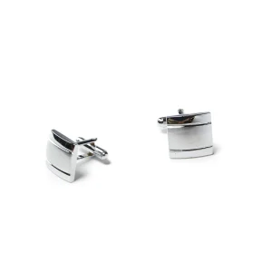 Boutons de manchette en rectangle argent