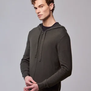 Gilet Vert Capuche Manches Longues en Coton organique / Elasthanne