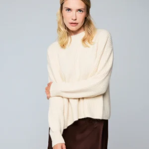 Pull Blanc Col Rond Manches Longues en Laine / Fox / Polyamide