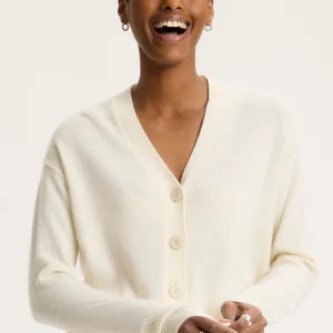 Gilet Blanc Col V Manches Longues en Cachemire