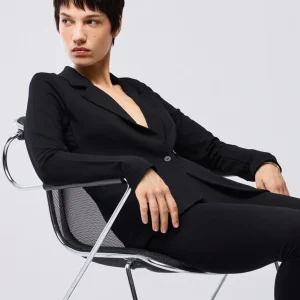 Veste Noire Manches Longues en Viscose / Elasthanne