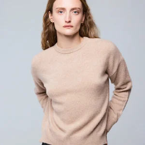 Pull Beige Col Rond Manches Longues en Laine / Cachemire