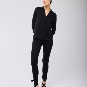Legging Noir en Viscose et Élasthanne