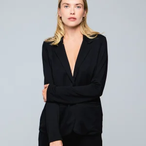 Veste Noire Col Manches Longues en Viscose / Élasthanne