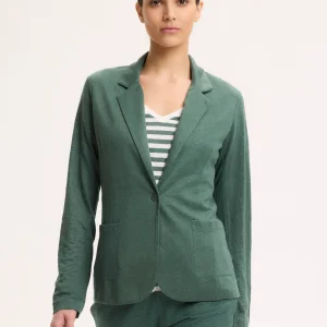 Veste Verte Manches Longues en Lin / Elasthanne