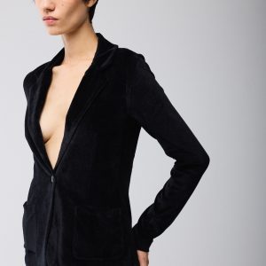 Veste Noire Manches Longues en Velours