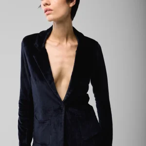 Veste Marine Manches Longues en Velours
