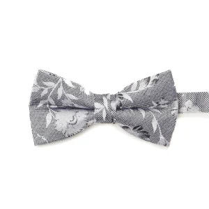 Noeud papillon argent à fleurs