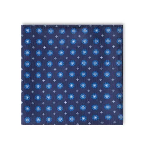 Mouchoir de poche bleu à micro médaillons