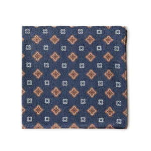 Mouchoir de poche bleu à médaillons