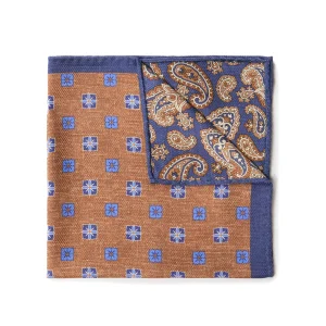 Mouchoir de poche réversible beige paisley