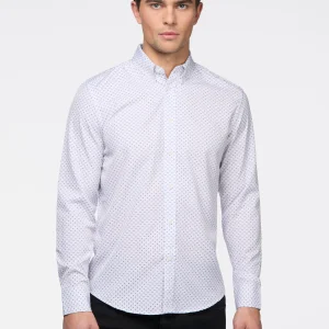 Chemise blanche à micro motif