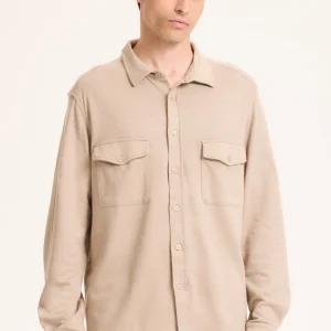 Chemise Beige Col Chemise Manches Longues en Lin / Coton organique