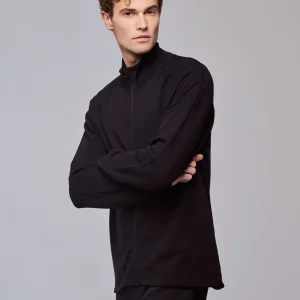 Gilet Noir Col Montant Manches Longues en Coton organique