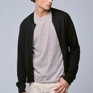 Gilet Noir Col Rond Manches Longues en Lyocel, Tencel / Coton organique