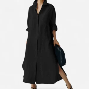 Robe Chemise en Lin Oversize - Élégance Décontractée & Légère