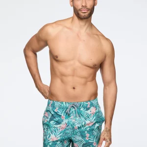 Maillot de bain turquoise à imprimé floral