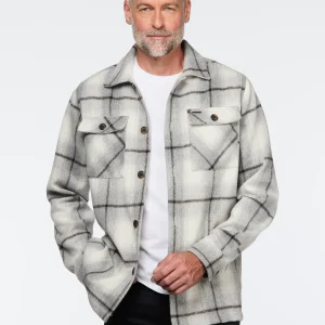 Surchemise blanche à carreaux gris