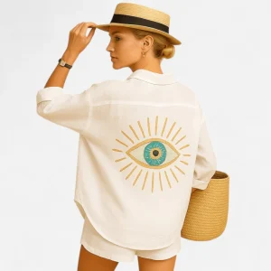 Malva - Chemisier Bohème Élégant avec Broderies au Dos pour Femmes