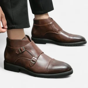 Darell - Bottines en cuir à double boucle, élégance et confort