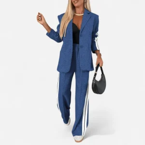 Gemma - Ensemble blazer confortable avec double rayure élégante
