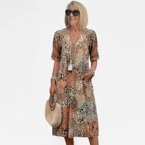 Colette | Robe Midi Éclatante - Élégance et Confort Inégalés