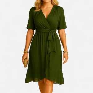 Elisabeth - Robe d'été chic à col en V pour femmes élégantes