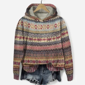 Gabrielle - Sweat à capuche rétro avec imprimé ethnique
