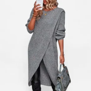 Kristin - Élégant pull long en coton pour un confort raffiné