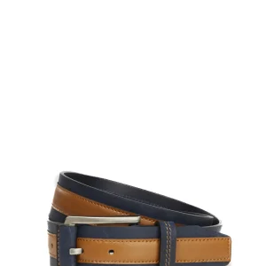 Ceinture en cuir marine et cognac