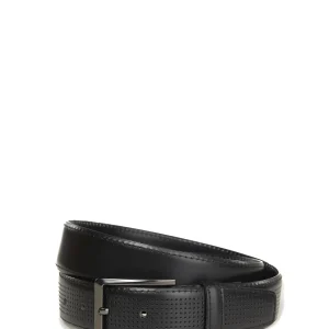 Ceinture en cuir perforé noir