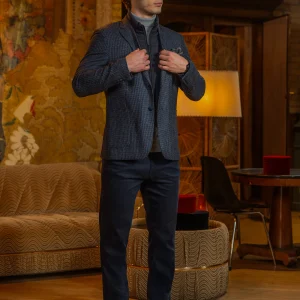 Veston marine en tricot bouclé